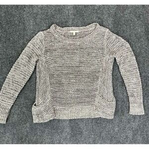 Eileen Fisher Sweater PP Italian Yarn Open Knit Taupe Gray Lagenlook Coastal‎